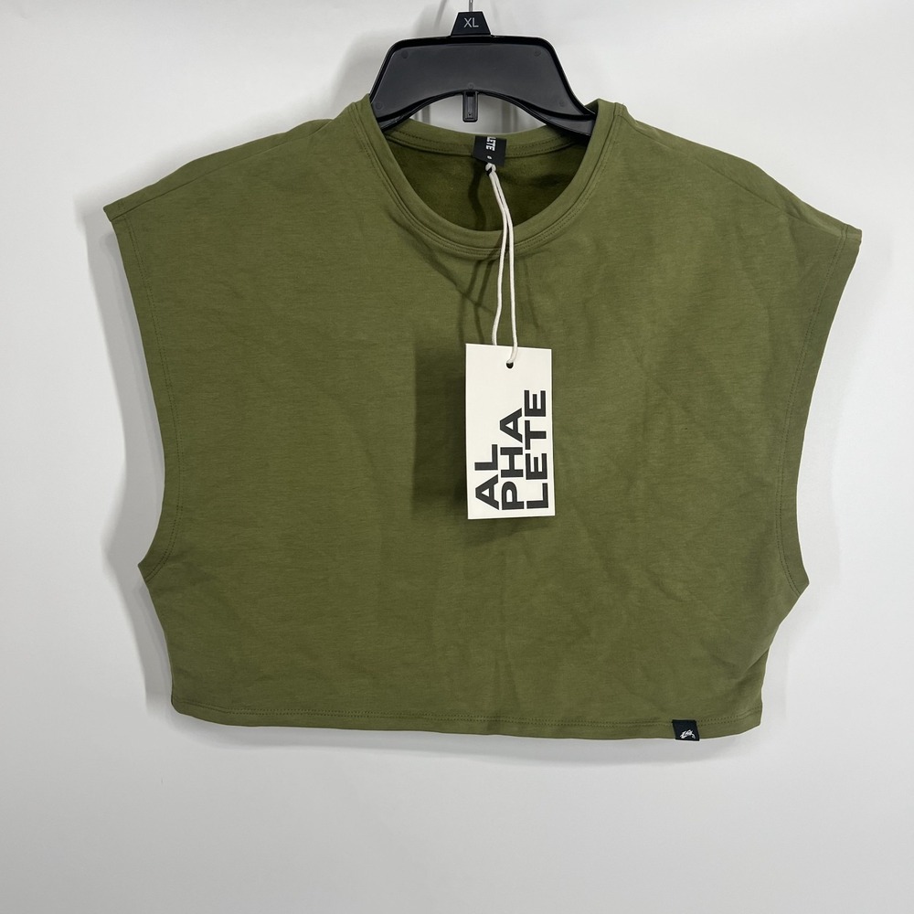 Alphalete Tank Top Cropped Womens S Sage Green Athletic Muscle Gym Stretch NEW
